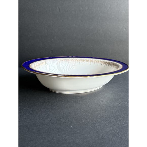 Royal Worcester Regency Gold Rimmed Serving Bowl Blue White China Tableware 10” - Picture 8 of 9